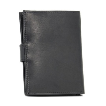 Czarny skórzany portfel męski z systemem RFID
