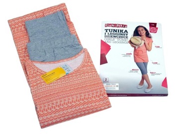 Zestaw tunika i legginsy dziewczęce roz134 bawełna