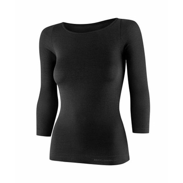 Koszulka z rękawem 3/4 Brubeck COMFORT MERINO damska czarna XL