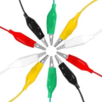 10x ИЗМЕРИТЕЛЬНЫЕ КАБЕЛИ ДЛЯ ПРОВОДОВ ЗАЖИМЫ «КРОКОДИЛ» ЗАЖИМЫ 50 СМ НАБОР