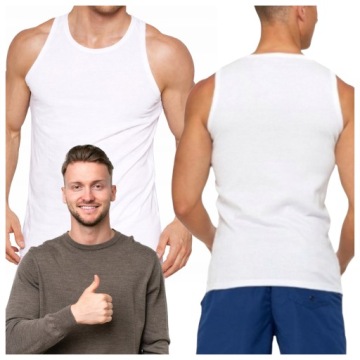 KOSZULKA męska na ramiączka żonobijka BAWEŁNIANA PODKOSZULKA biała gładka L