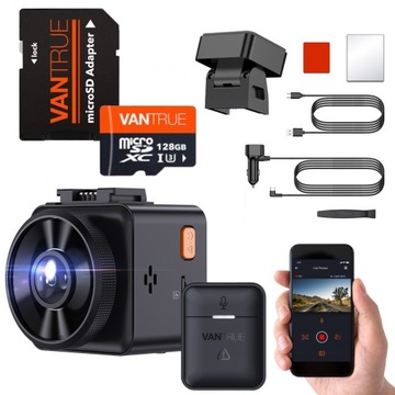 REJESTRATOR VANTRUE E1 2,5K GPS WIFI PILOT + KARTA PAMIĘCI VANTRUE 128GB