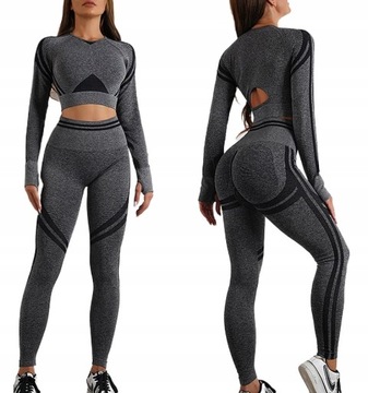 KOMPLET SPORTOWY Top Legginsy Bezszwowe Fitness