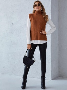 SHEIN _S1H DD1 КОРИЧНЕВЫЙ ЖИЛЕТ С ГОЛЬФОМ _/ S