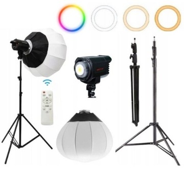 Lampa studyjna fotograficzna LED RGBW 150W SOFTBOX do zdjęć + statyw 250cm