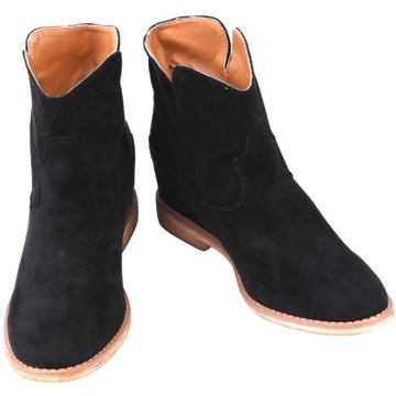 ЖЕНСКИЕ УТЕПЛЕННЫЕ БОТИНКИ НА СКРЫТОЙ ТАНКЕТКЕ, ЧЕРНЫЕ ЗАМШЕВЫЕ ЗИМНИЕ БОТИНКИ