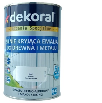 EMAKOL STRONG DO DREWNA I METALU BIAŁY POŁYSK 0,9L