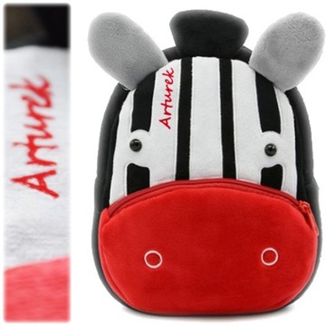 Plecak z Imieniem dla Przedszkolaka Pluszowy Zebra