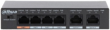 DAHUA SWITCH POE 4+2 DO KAMER IP PFS3006-4ET-60-V2
