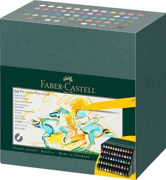 ZESTAW 60 PISAKÓW PITT ARTIST PEN BRUSH, STUDIO BOX, FABER-CASTELL