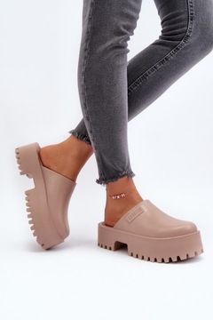 ТАПОЧКИ ЖЕНСКИЕ НА МАССИВНОЙ ПОДОШВЕ, МОДНЫЕ BIG STAR NN274016, БЕЖЕВЫЙ 39