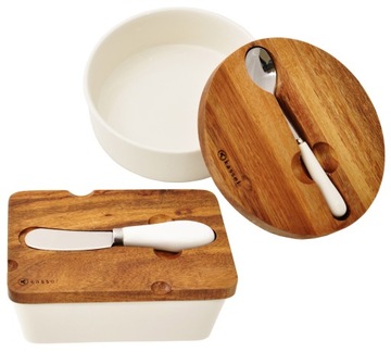 Набор сахарниц и масла из акации