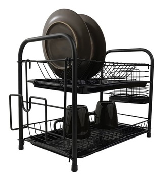 СУШИЛКА ДЛЯ СУШКИ ПОСУВЫ С ПОДДОНОМ, ЧЕРНАЯ, ДВУХУРОВНЕВАЯ, wz01