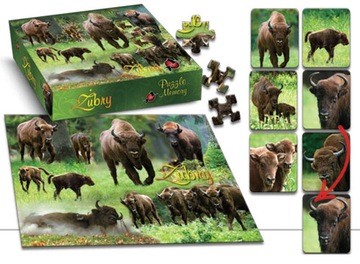 Puzzle + gra memory Żubry