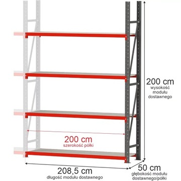 Regał METALOWY magazynowy warsztatowy 4 PÓŁKI 200x50 cm 1400KG dostawny