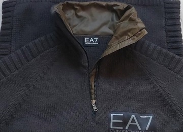 EA7 emporio armani gruby sweter męski wełniany rozpinany r. L