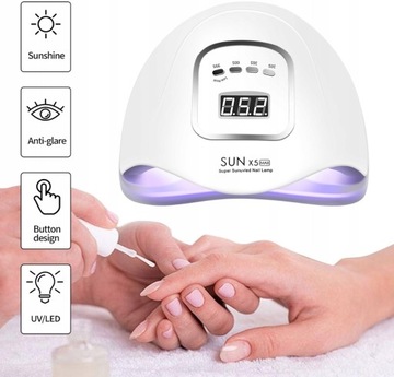 Лампа для маникюра Профессиональная мощная УФ/светодиодная лампа SUN x5 Макс. 80 Вт Белая