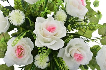 ИСКУССТВЕННЫЕ ЦВЕТЫ БУКЕТ РОЗ КОМПОЗИЦИЯ ЦЕНТР ДЛЯ КЛАДБИЛЯ ВСТАВКА ВАЗЫ