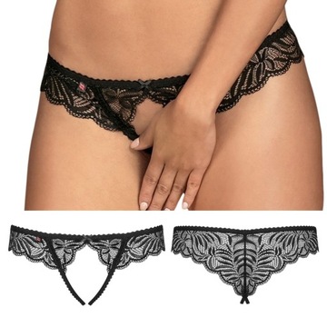 Contica stringi otwarte koronkowe czarne L/XL Obse