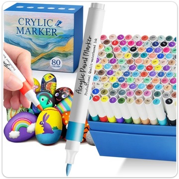 Markery akrylowe pisaki do malowania kamieni ubrań szkła drewna walizka