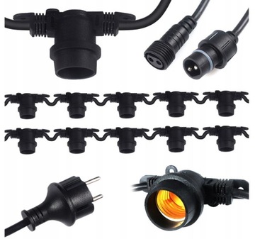 Girlanda OGRODOWA LAMPKI LED 10x E27 ŁAŃCUCH 10m