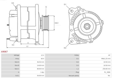 525 476 ALTERNÁTOR PREGIO 2.7D 99- 60A