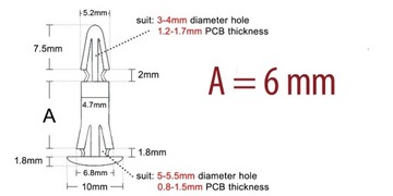 10 штифтов-проставок для печатных плат 6 мм
