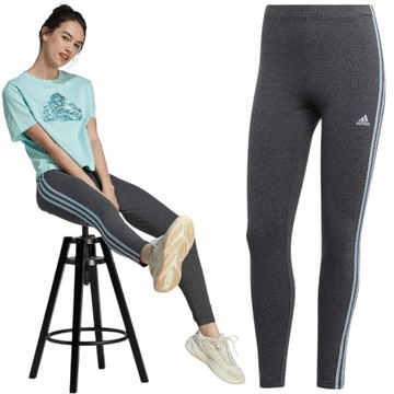 Legginsy Damskie Sportowe Adidas Bawełniane 3-Stripes M