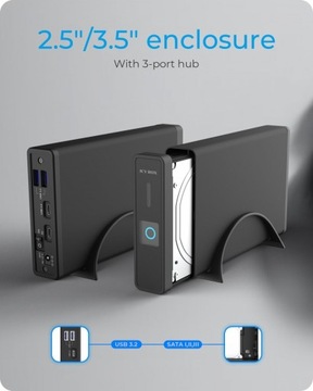 Корпус жесткого диска 2,5/3,5 SSD с концентратором USB-C 2xUSB A