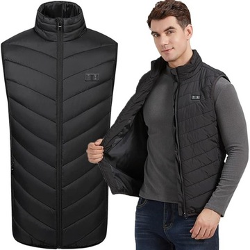 DŁUGA KAMIZELKA PODGRZEWANA na USB ROBOCZA OCIEPLANA DAMSKA MĘSKA PLUS SIZE