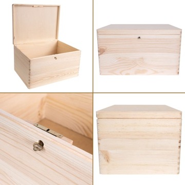 Pudełko drewniane z kluczem z wiekiem na prezent przechowywania 40x30x24 cm