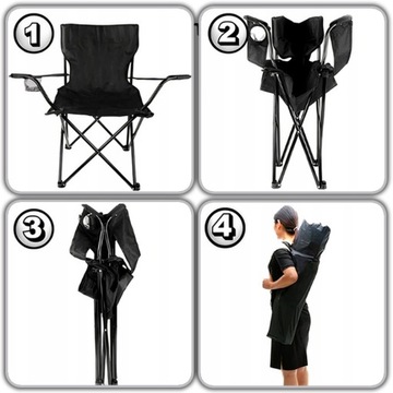 СТУЛ СКЛАДНОЙ С ПОКРЫТИЕМ, ТУРИСТИЧЕСКИЙ, САД, ПЛЯЖ, РЫБАЛКА, ЧЕРНЫЙ