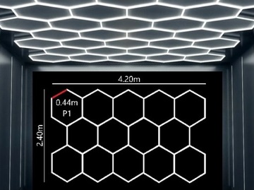 Lampa LED HEXAGON P1 14HEX 237x420 Plaster Miodu Warsztat Garaż Salon ALU