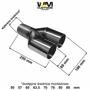 WLMcustoms Y-PIPE двойной выхлопной патрубок 2x89 мм