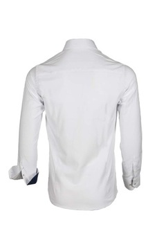 Koszula męska biała kołnierz slim fit L