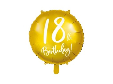 BALON FOLIOWY NA 18 Osiemnastkę 45cm 18 cali, Złot