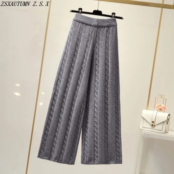 Japanese Autumn Winter New Knitted Wide Leg Pants