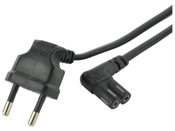 Kabel zasilający LCD RTV AGD ósemka C7 kątowy 1m