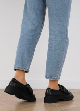 7995 МАТОВЫЕ ЧЕРНЫЕ МОКАСИНЫ С ЦЕПОЧКОЙ 39