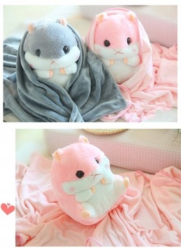 БОЛЬШОЙ плюшевый талисман 3В1 ПОДУШКА С ОДЕЯЛЕМ Хомяк 45 см!