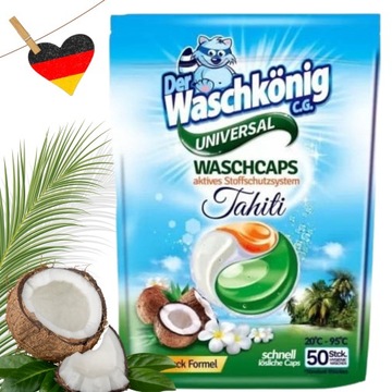 Der Waschkonig Tahiti NIEMIECKIE Kapsułki do prania UNIVERSAL 50szt