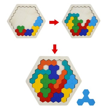 GRA UKŁADANKA KLOCKI PUZZLE DREWNIANE 9.2cm*9.2cm