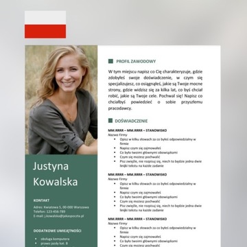 Edytowalny Szablon CV w MS Word PL 1/22/CV