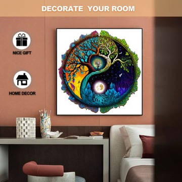 PUZZLE DREWNIANE DUŻE 300 ELEMENTÓW YING YANG W DREWNIANYM PUDEŁKU