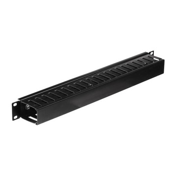 Organizator przewodów 19'' RACK 1U, Netrack, z pokrywą, czarny