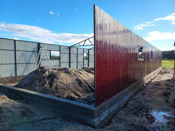 GARAŻE BLASZANE GARAŻ BLASZANA HALA 8X24 wiśnia