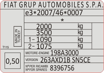 Tabliczka / naklejka znamionowa FIAT
