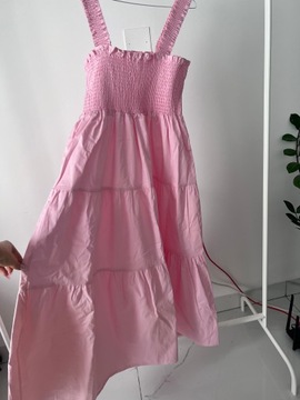 s10 Różowa Sukienka Letnia dluga Midi XS S 36
