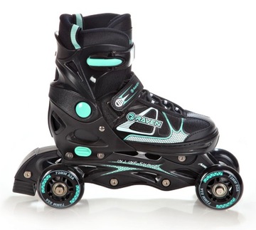 Rolki Wrotki Łyżwy 4w1 Regulowane RAVEN Spirit Black/Mint 40-43