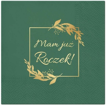 Serwetki Mam już Roczek zielone 1 Urodziny Boho
